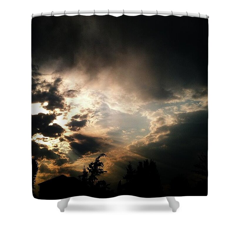 Neighborhood Shower Curtain featuring the photograph Brooding Fire by Chris Dunn