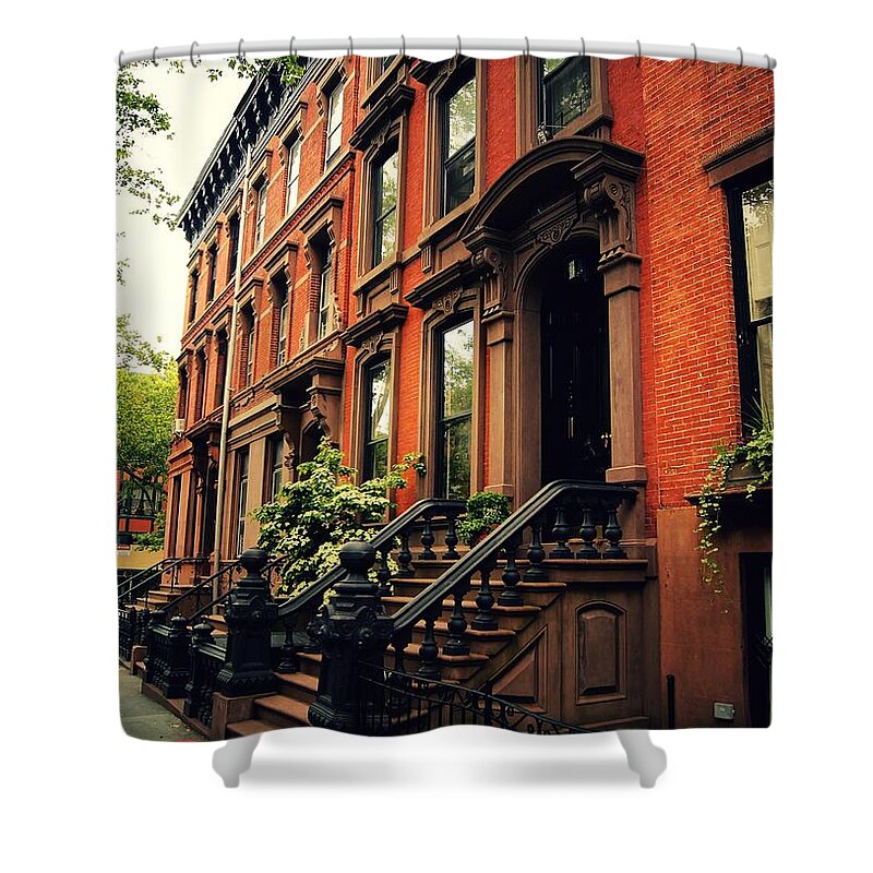 Brooklyn Shower Curtain featuring the photograph Brooklyn Brownstone - New York City by Vivienne Gucwa
