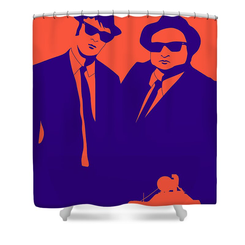Blues Brothers Shower Curtain featuring the digital art Brothers Poster by Naxart Studio