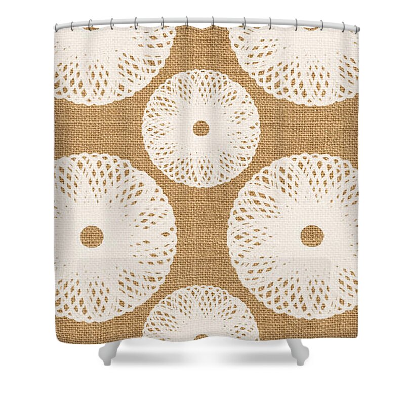 Floral Shower Curtain featuring the painting Brown and White Floral by Linda Woods