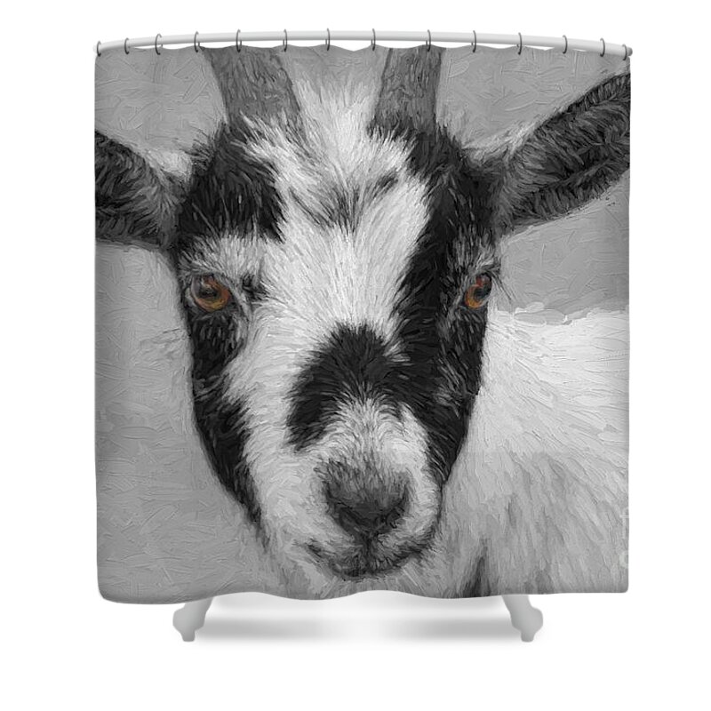 Goat Shower Curtain featuring the digital art Brown Eyed Goat by Jayne Carney