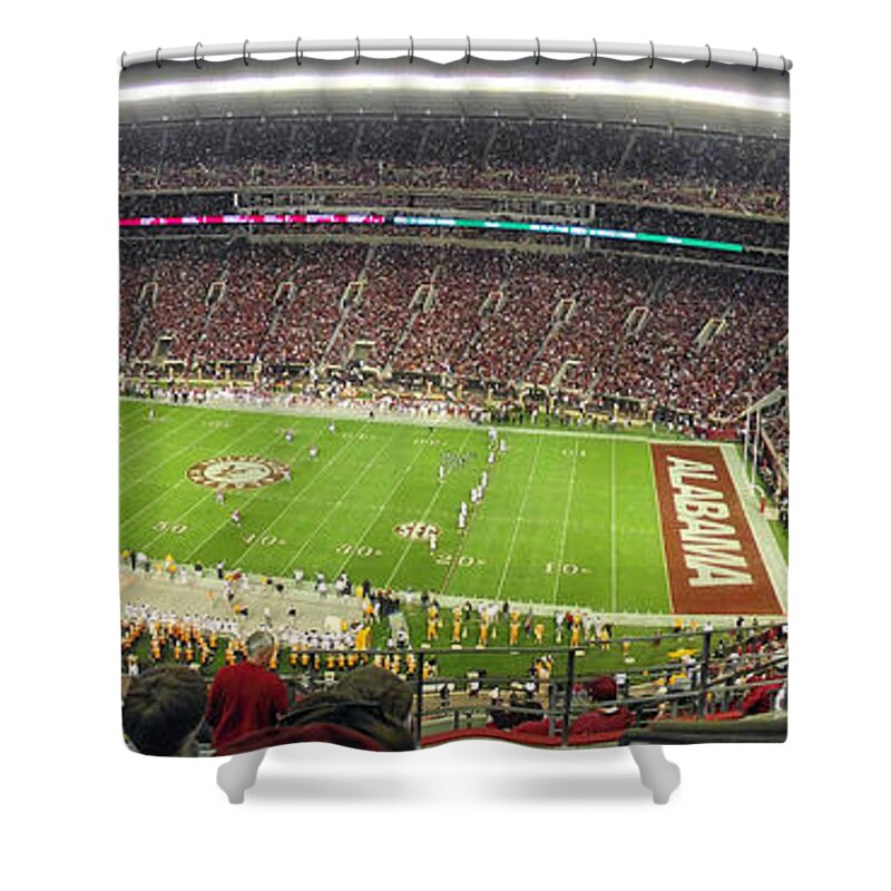 Bryant Denny Stadium Shower Curtain featuring the photograph Bryant Denny Stadium by Georgia Clare