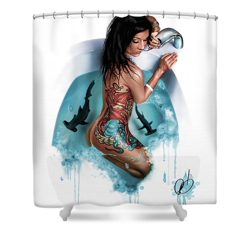 Water Shower Curtain featuring the painting Bubbles by Pete Tapang