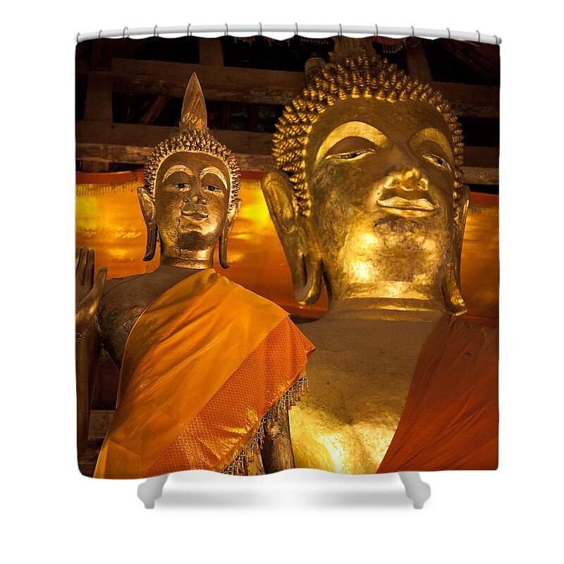 Buddhist Statues D - Photography By Jo Ann Tomaselli Shower Curtain featuring the photograph Buddhist Statues D - Photography By Jo Ann Tomaselli by Jo Ann Tomaselli