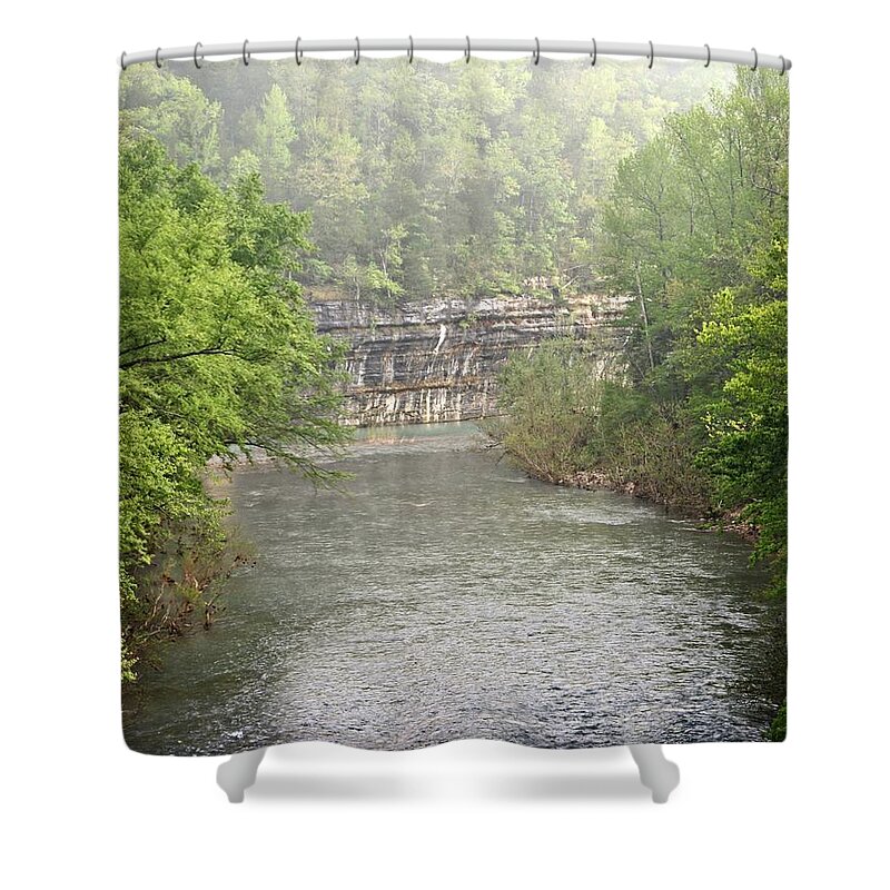 Buffalo National River Shower Curtain featuring the photograph Buffalo River Mist Horizontal by Marty Koch