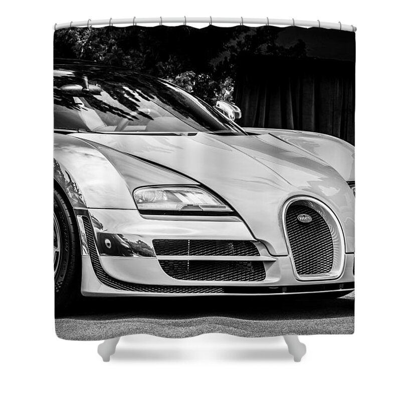 Bugatti Legend - Veyron Special Edition Shower Curtain featuring the photograph Bugatti Legend - Veyron Special Edition -0844bw by Jill Reger