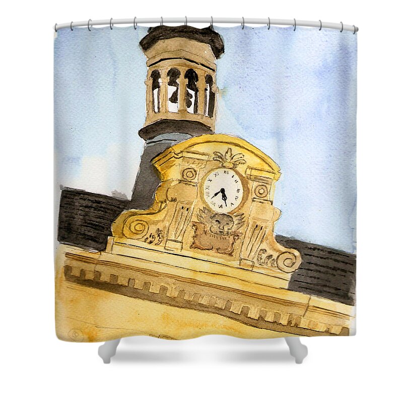 Watercolor Shower Curtain featuring the painting Building top Paris by Keshava Shukla