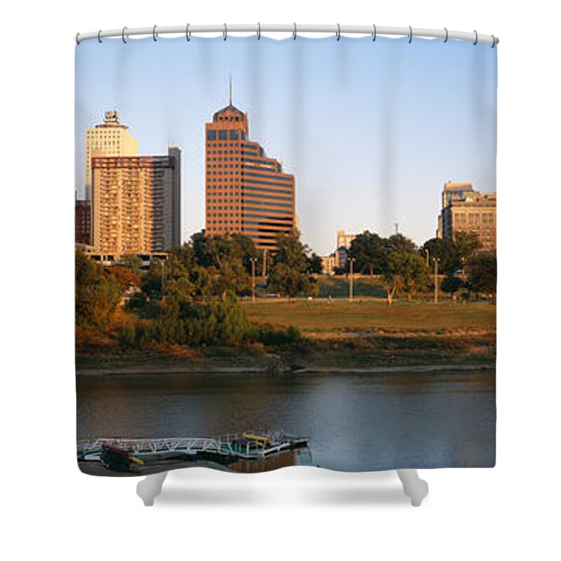Photography Shower Curtain featuring the photograph Buildings At The Waterfront, Memphis by Panoramic Images