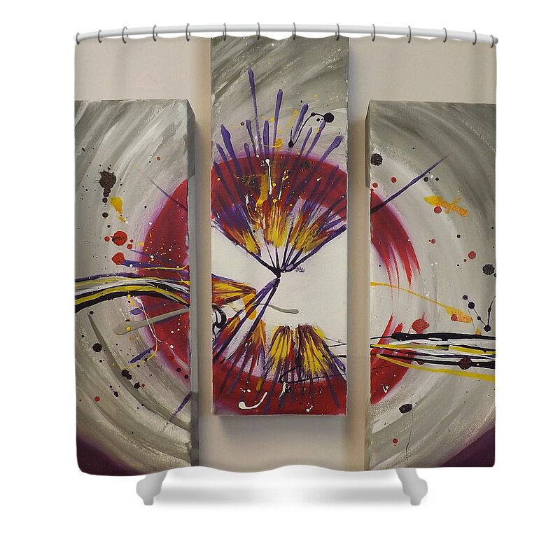 Paintingsbydarren Shower Curtain featuring the painting Bullseye by Darren Robinson