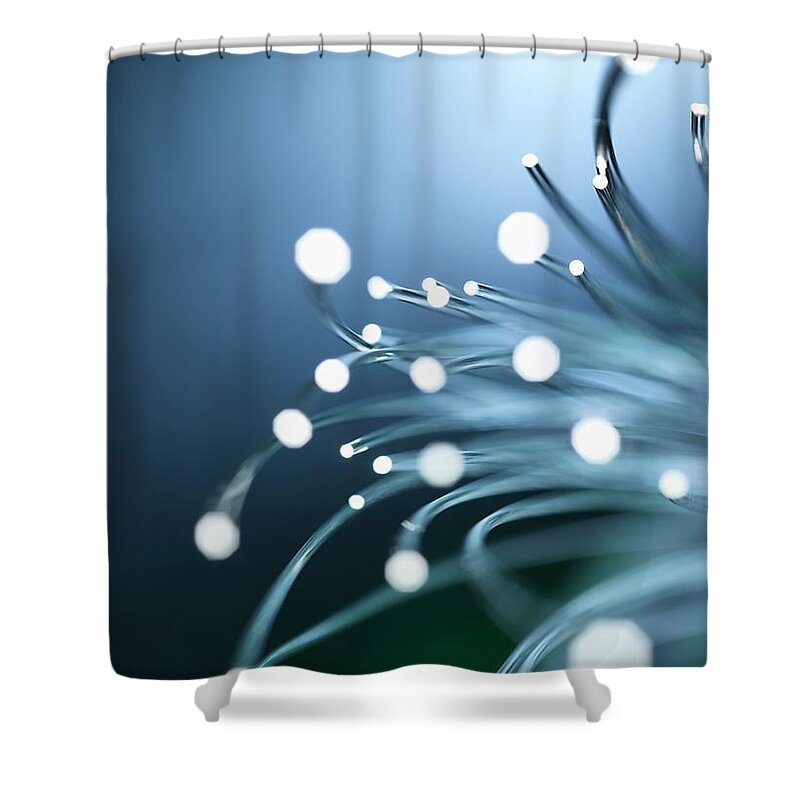 Internet Shower Curtain featuring the photograph Bundles Of Illuminated Optical Fibres by Rafe Swan