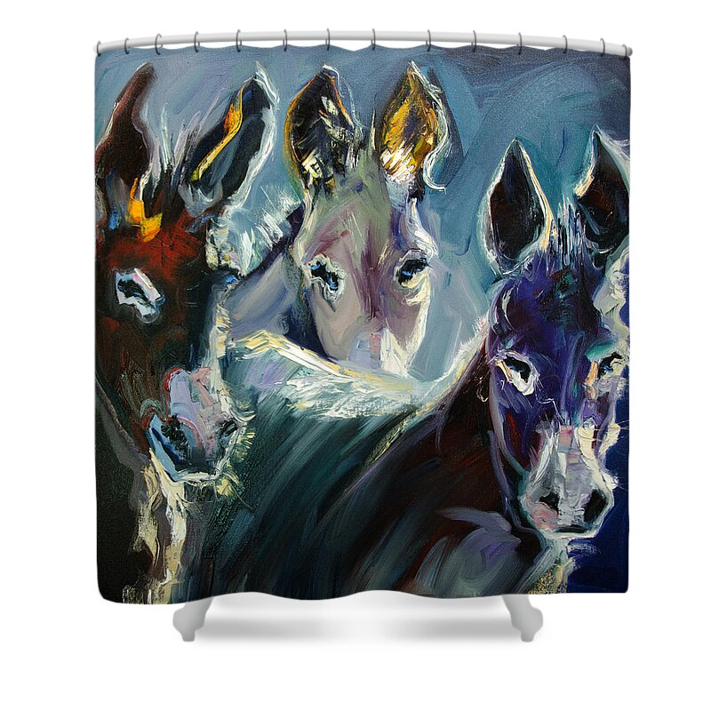 Burro Shower Curtain featuring the painting Burro Three by Diane Whitehead
