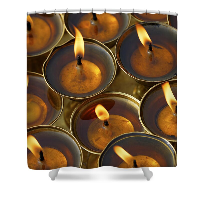 Butter Shower Curtain featuring the photograph Butter lamps by Dutourdumonde Photography
