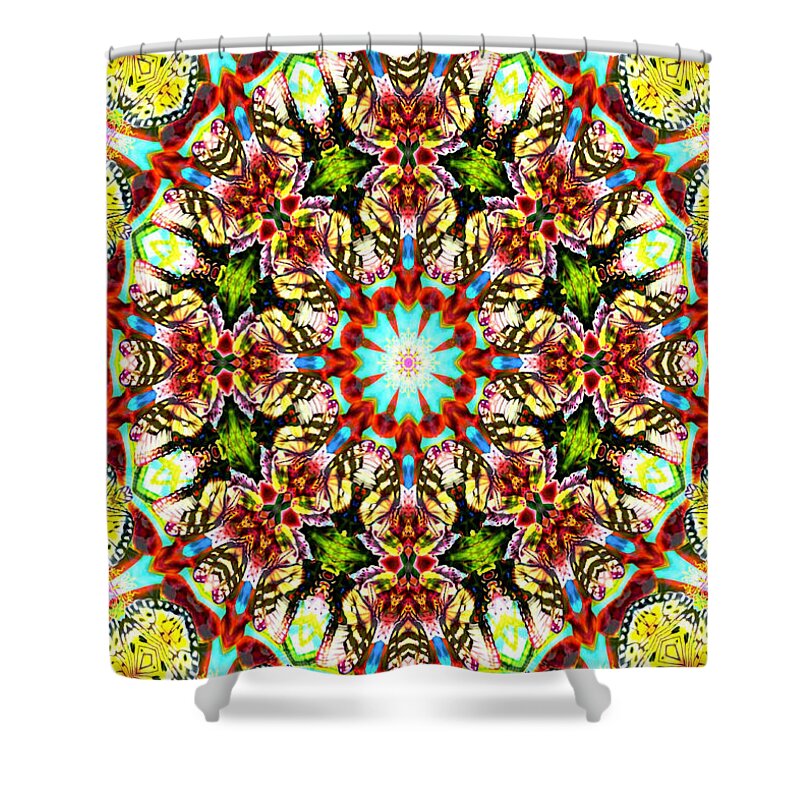 Kaleidoscope Shower Curtain featuring the digital art Butterfly Ball No 2 by Charmaine Zoe