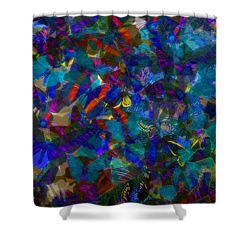 Butterflys Shower Curtain featuring the photograph Butterfly Collage Blue by Robert Meanor