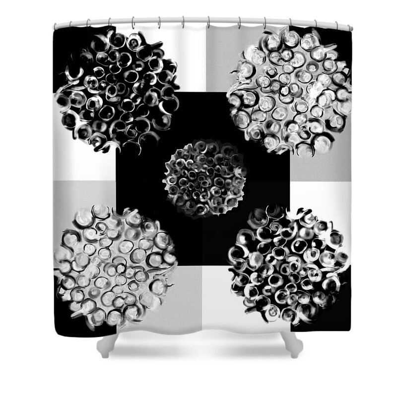 Abstract Shower Curtain featuring the digital art BW Spreeze by Christine Fournier