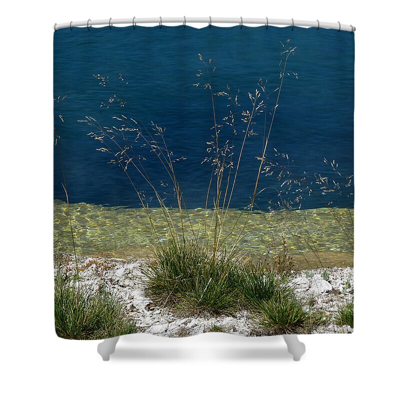 Yellowstone National Park Shower Curtain featuring the photograph By the Water by Laurel Powell