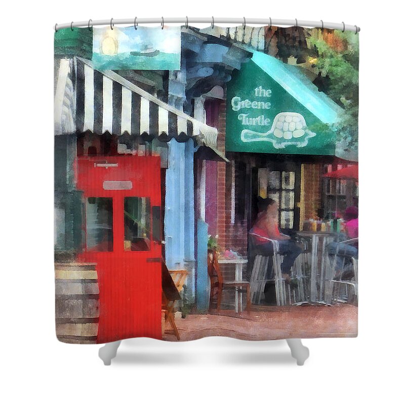 Fells Point Shower Curtain featuring the photograph Cafe Fells Point MD by Susan Savad