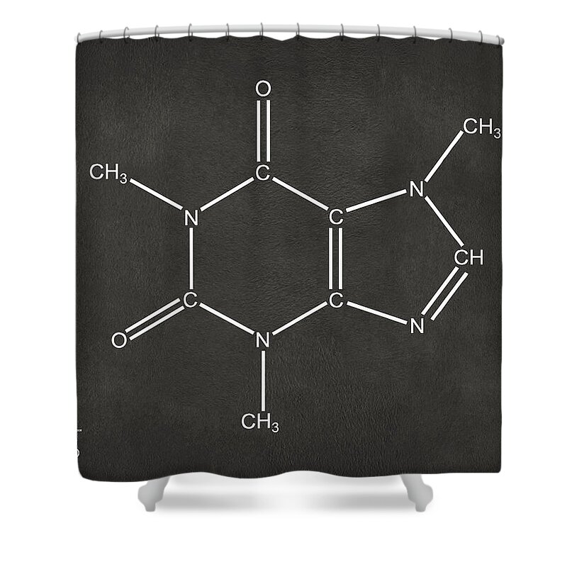Caffeine Shower Curtain featuring the digital art Caffeine Molecular Structure Gray by Nikki Marie Smith