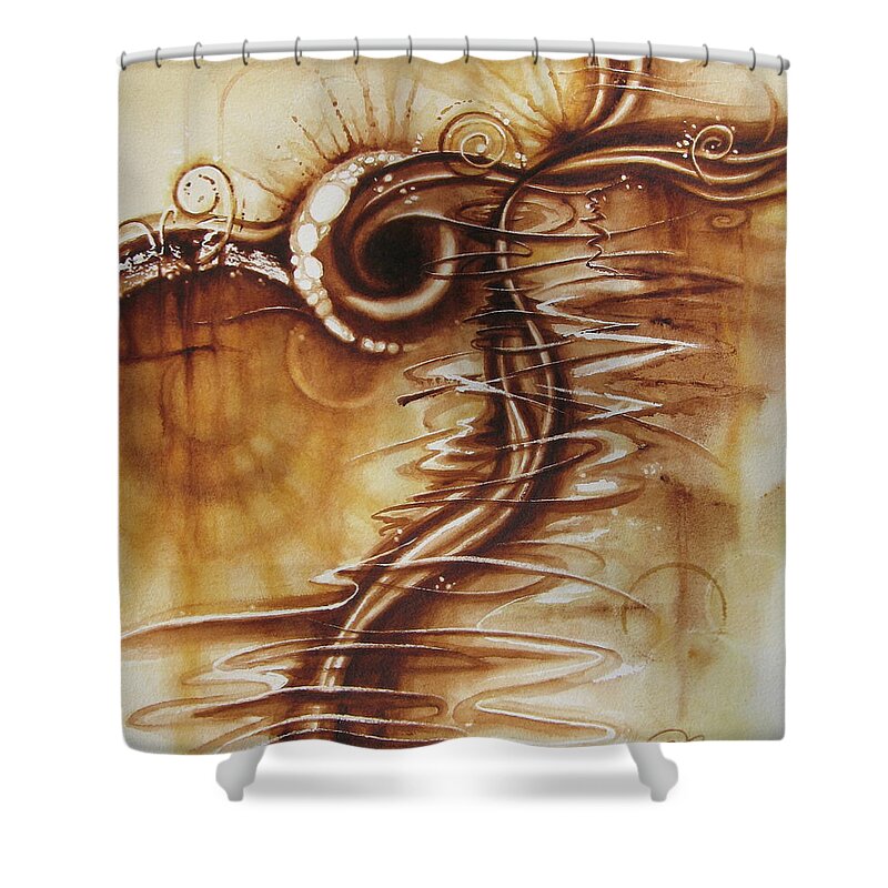 Face Masks Shower Curtain featuring the painting Caffeine by Tracy Male