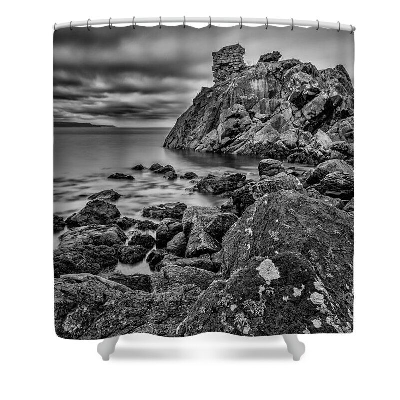 Cairncastle Shower Curtain featuring the photograph Cairncastle Rocks by Nigel R Bell