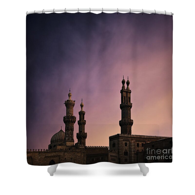 Egypt Shower Curtain featuring the photograph Cairo mosque at dusk by Sophie McAulay