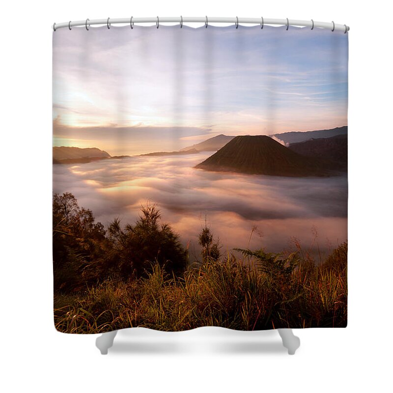 Mount Bromo Shower Curtain featuring the photograph Caldera Sunrise by Andrew Kumler