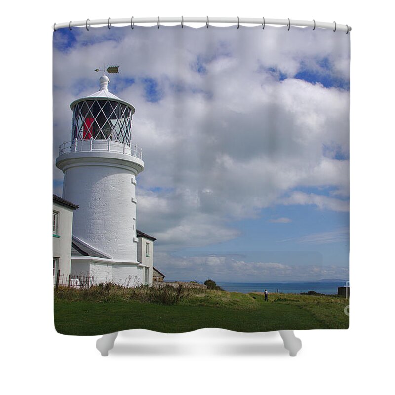 Tenby Shower Curtain featuring the photograph Caldey Island Lighthouse by Jeremy Hayden
