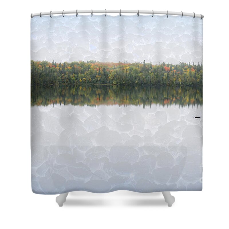Lake Shower Curtain featuring the photograph Calm lake on North Shore of Lake Superior by Les Palenik