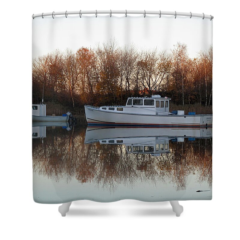 Boat Shower Curtain featuring the photograph Calm Waters by Barbara McDevitt