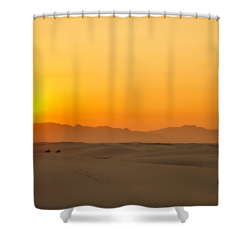 White Sands Shower Curtain featuring the photograph Camping in the Dunes by Diana Powell