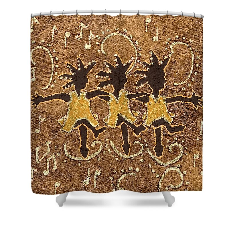Print Shower Curtain featuring the painting Can Can dancers by Katherine Young-Beck