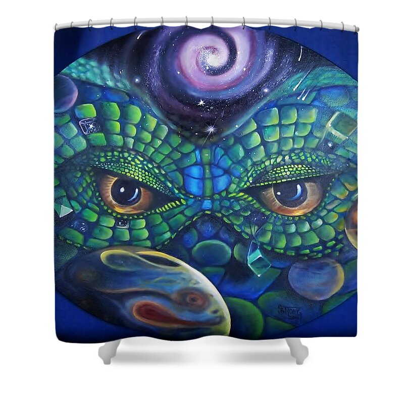 Surrealism Shower Curtain featuring the painting Can You See Me Now by Sherry Strong