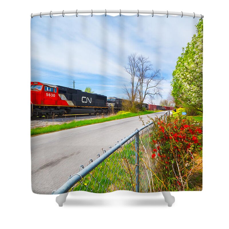 Canadian National Shower Curtain featuring the photograph Canadian National in the Spring Oil Painting Style by Greg Booher