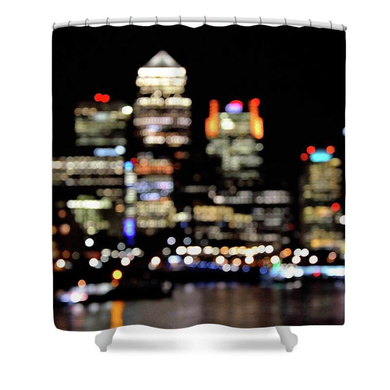 Canary Wharf Shower Curtain featuring the photograph Canary Wharf Bokeh by Adam Lister
