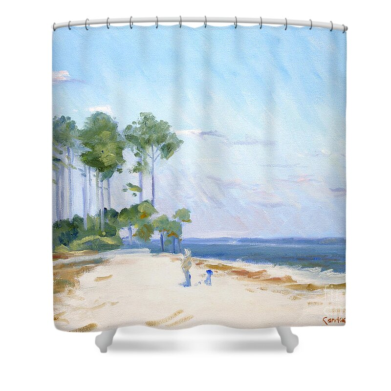 Beach Shower Curtain featuring the painting Candaces Beach by Candace Lovely