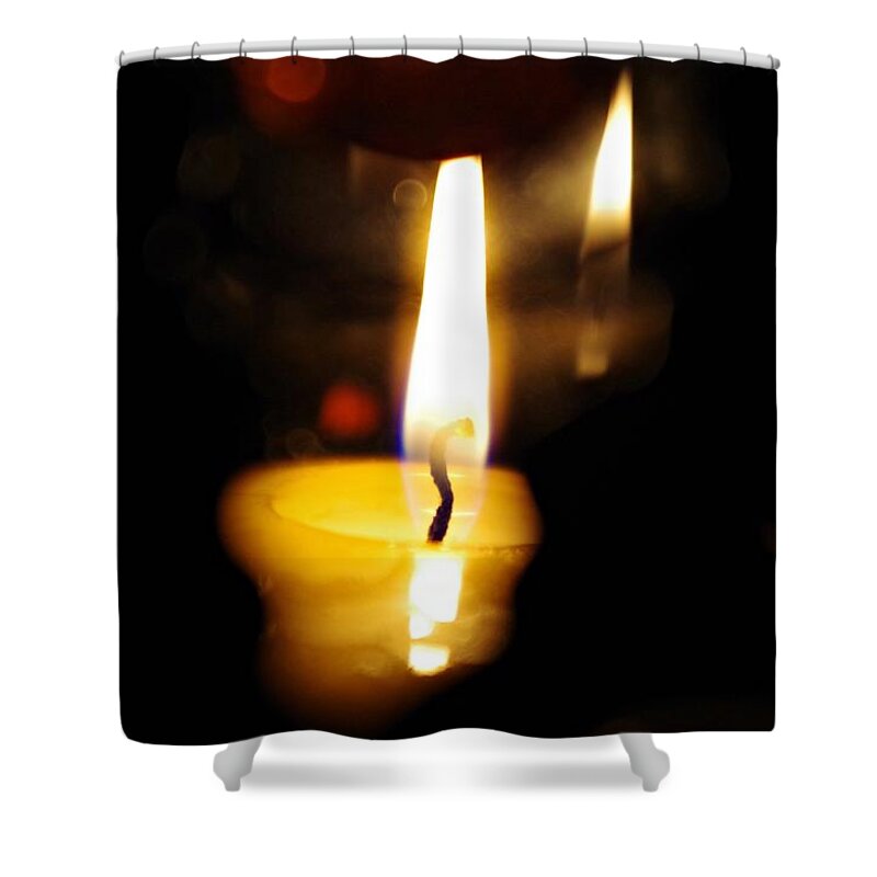 Candle Shower Curtain featuring the photograph Candle Reflected by Sharon Popek
