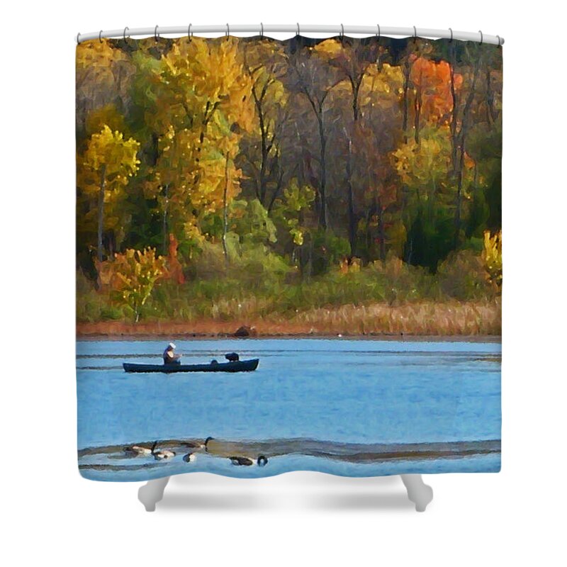 Canoe Shower Curtain featuring the photograph Canoer 2 by Aimee L Maher ALM GALLERY