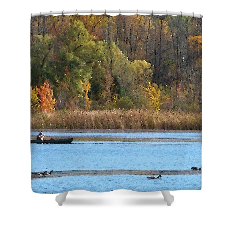 Canoe Shower Curtain featuring the photograph Canoer by Aimee L Maher ALM GALLERY