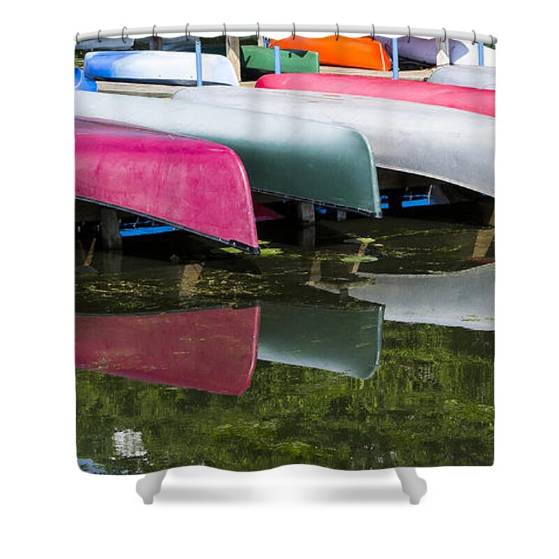 Canoes Shower Curtain featuring the photograph Canoes - Lake Wingra - Madison by Steven Ralser