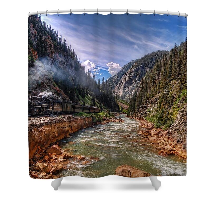 Steam Train Photographs Photographs Shower Curtain featuring the photograph Canyon Color by Ken Smith