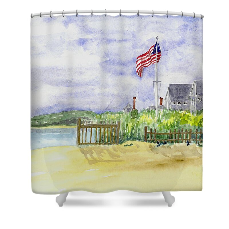 Seashore Shower Curtain featuring the painting Massachusetts -Cape Cod Cottages by Christine Lathrop