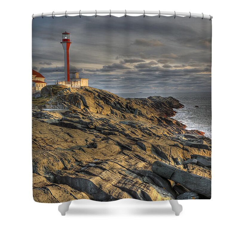 Feb0514 Shower Curtain featuring the photograph Cape Forchu Lightstation Nova Scotia by Scott Leslie