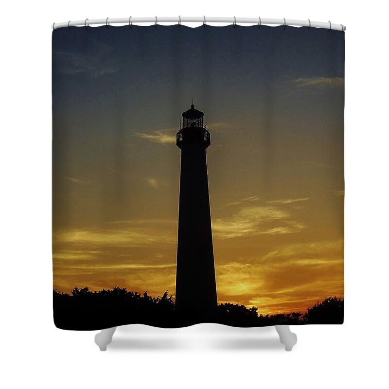 Lighthouse Shower Curtain featuring the photograph Cape May Lighthouse at Sunset by Ed Sweeney