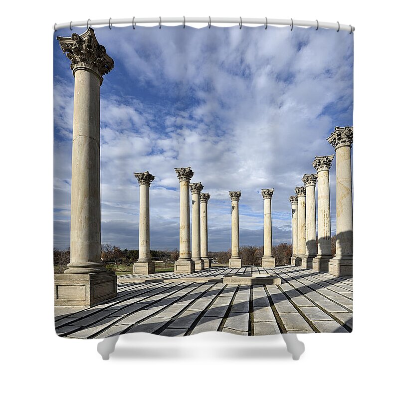 capitol Columns Shower Curtain featuring the photograph Capitol Columns - National Arboretum by Brendan Reals