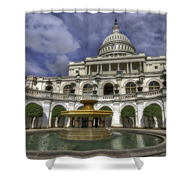 Washington Shower Curtain featuring the photograph Capitol Fountain by Tim Stanley