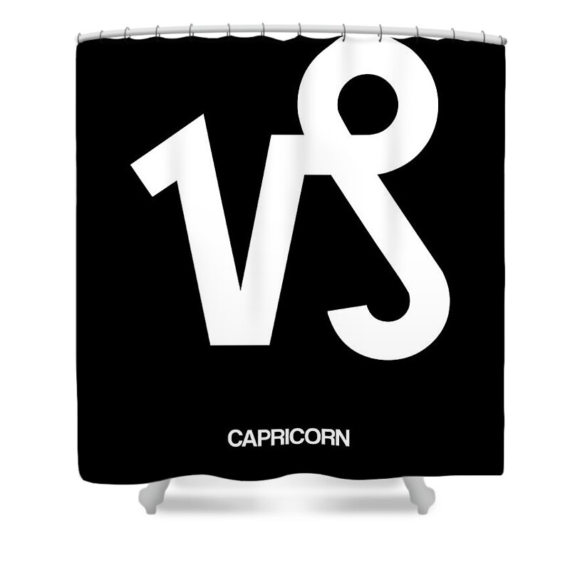 Capricorn Shower Curtain featuring the digital art Capricorn Zodiac Sign White by Naxart Studio