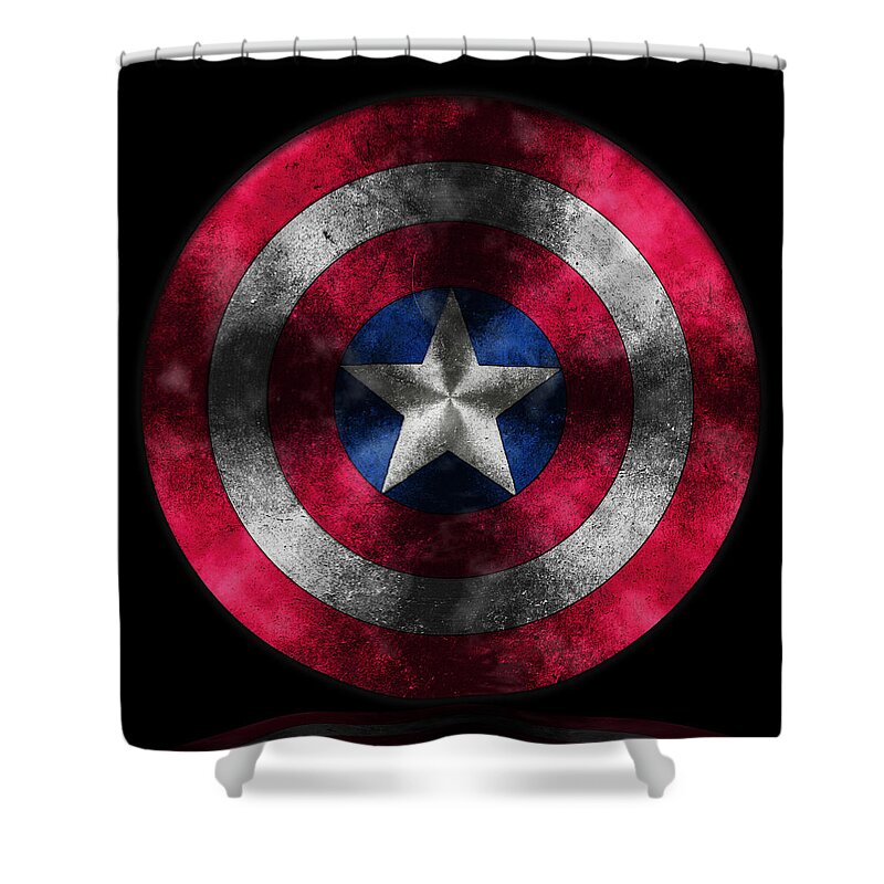 Captain America Movie Shower Curtain featuring the painting Captain America Shield by Georgeta Blanaru