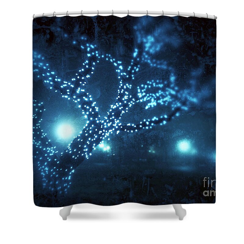 Christmas Shower Curtain featuring the digital art Captured Stars by Kevyn Bashore