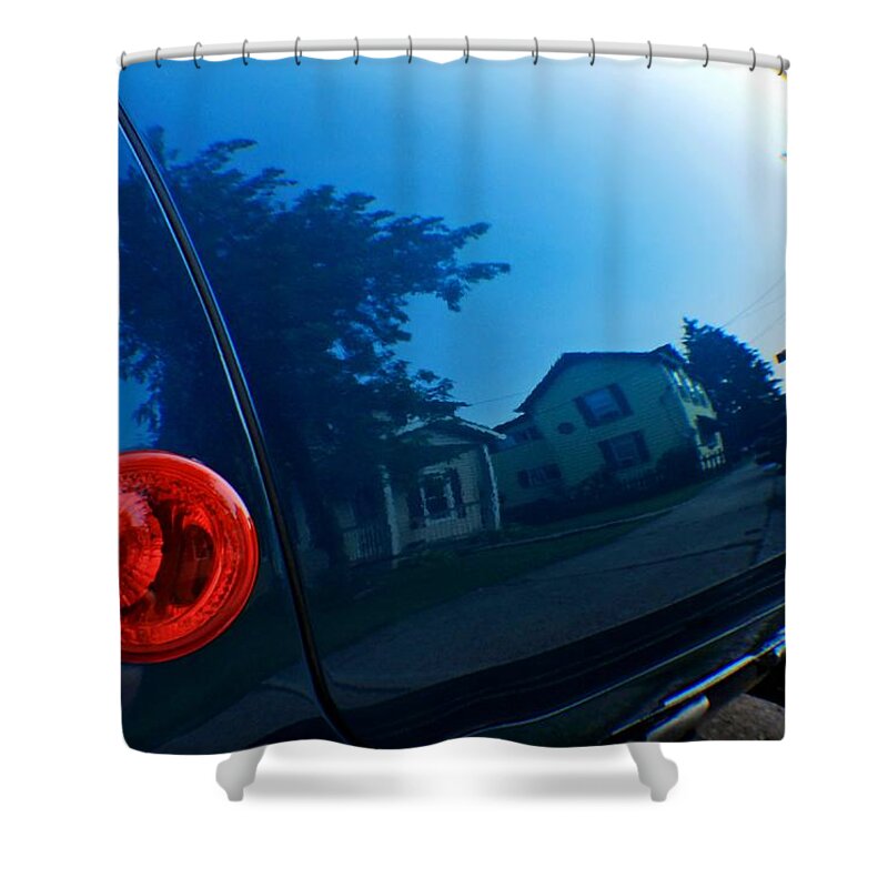 Cars Shower Curtain featuring the photograph Car reflection 8 by Karl Rose