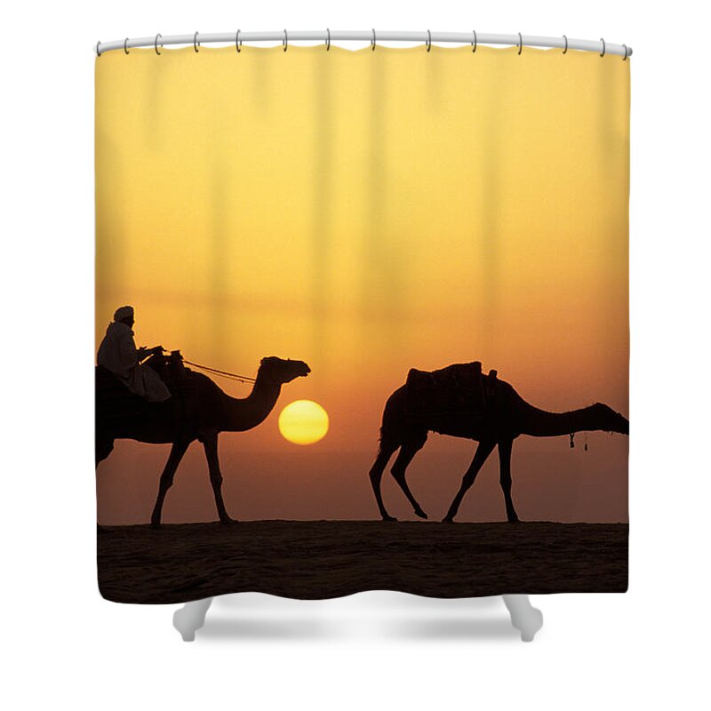 Photography Shower Curtain featuring the photograph Caravan Morocco by Panoramic Images